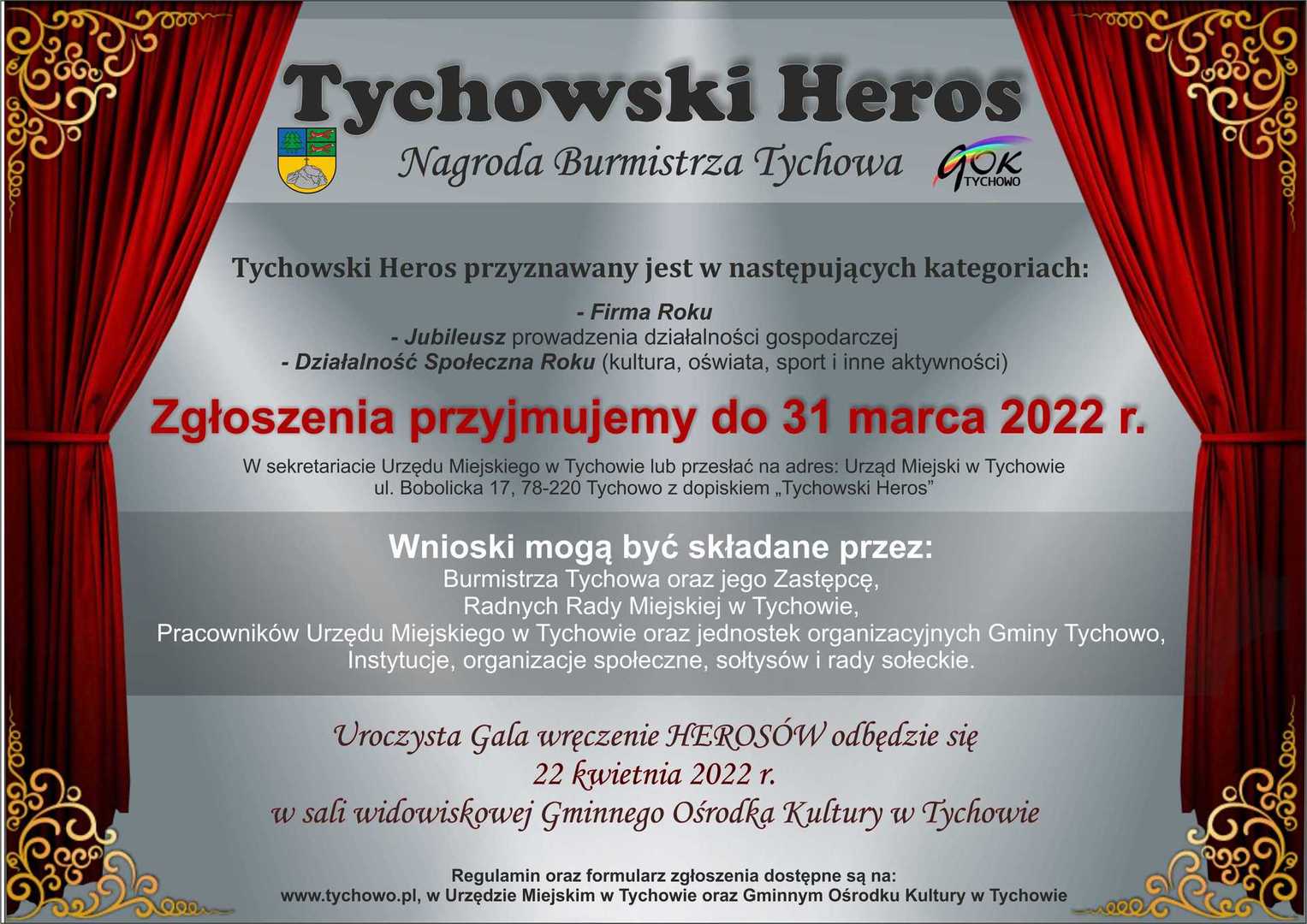 Tychowski Heros plakat informujący o zgłoszeniach 