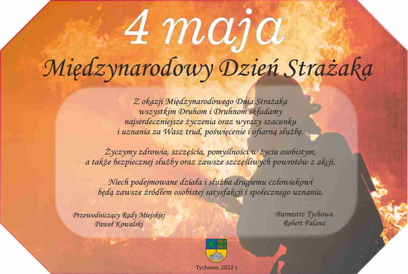 Życzenia z okazji Międzynarodowego Dnia Strażaka.