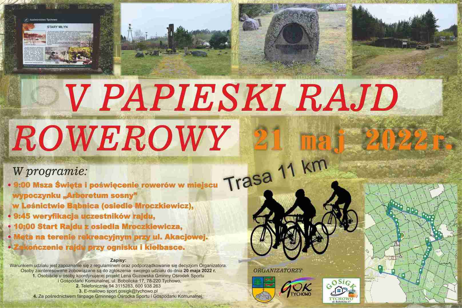 V Papieski rajd Rowerowy - plakat informujący