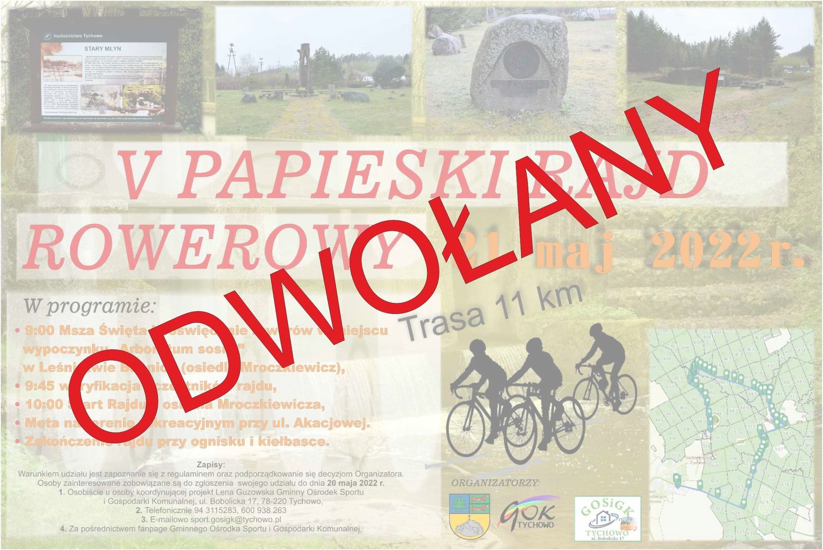 Plakat V Papieski Rajd Rowerowy - Odwołany