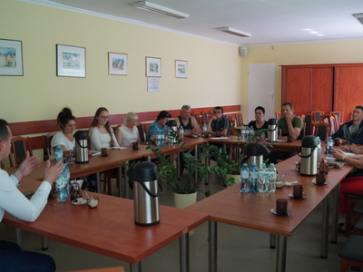 Zdjęcie wykonano podczas spotkania Burmistrza Roberta Falany z Sołtysami z terenu Gminy Tychowo w sali konferencyjnej Urzędu Miejskiego w Tychowie.