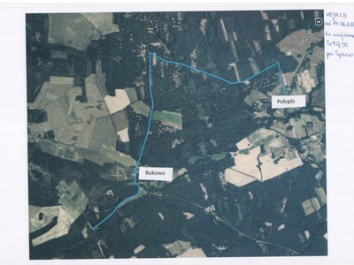 Mapa objazd z Bukowa do Pobądza.