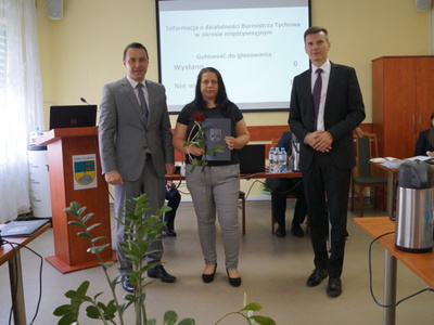 Na zdjęciu Burmistrz Tychowa, Sołtys Słonina oraz Przewodniczący Rady Miejskiej w Tychowie