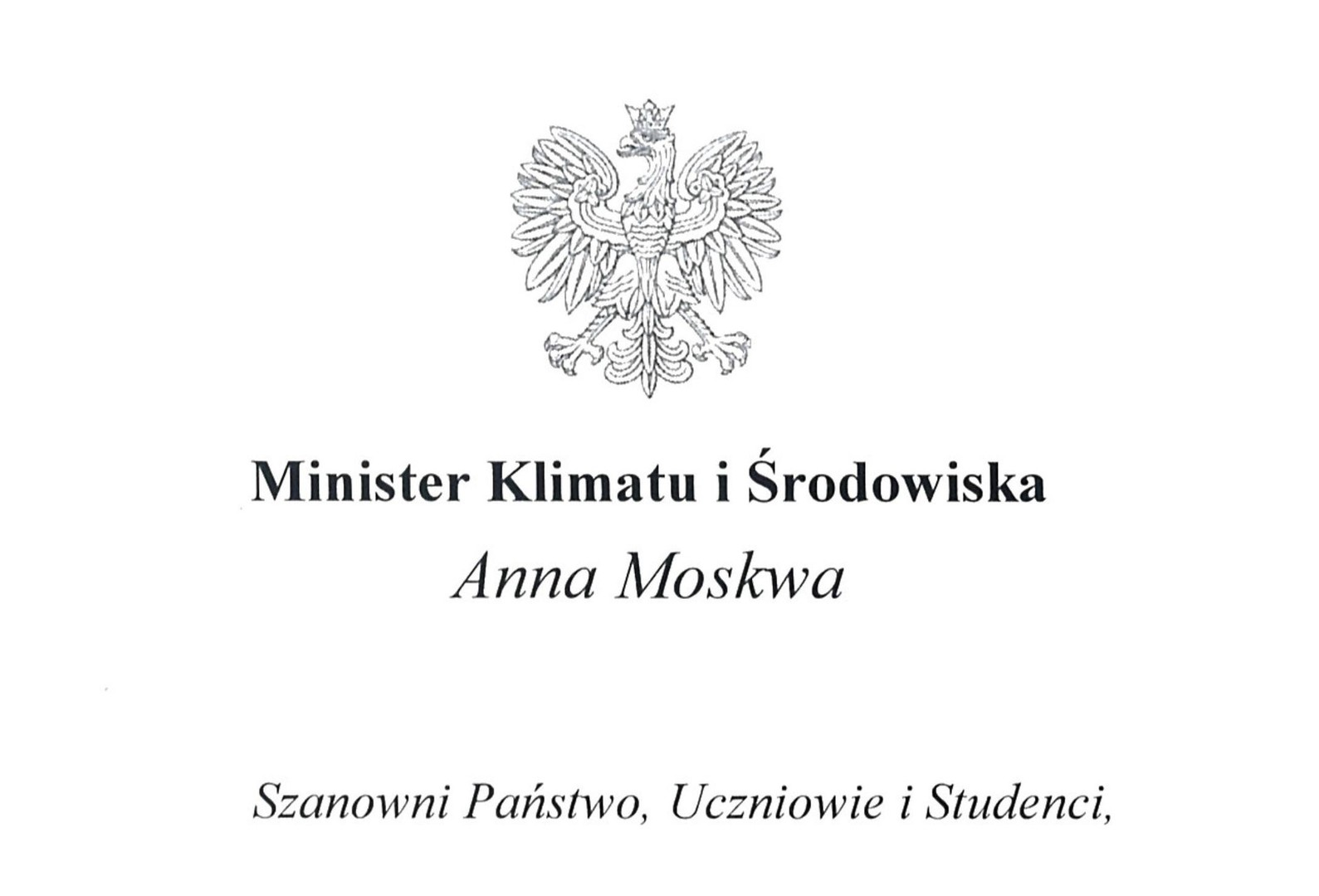 Minister Klimatu i Środowiska Anna Moskal
