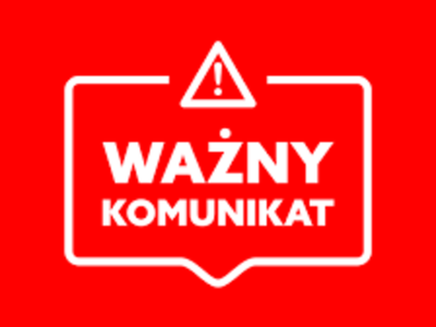 plakat informujący o  ważnym komunikacie