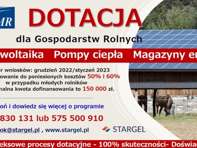 ulotka informacyjna o naborze wniosków w programie „Modernizacja Gospodarstw Rolnych" ogłoszonym przez ARiMR