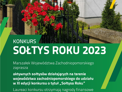na zdjęciu plakat informacyjny o konkursie "Sołtys Roku" 2023