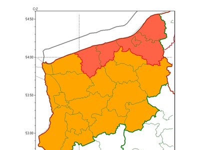 Mapa miejsc objętych ostrzeżeniem