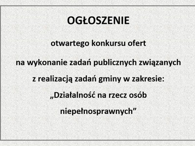 Ogłoszenie otwartego konkursu ofert