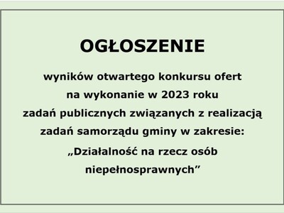 Ogłoszenie wyników konkursu