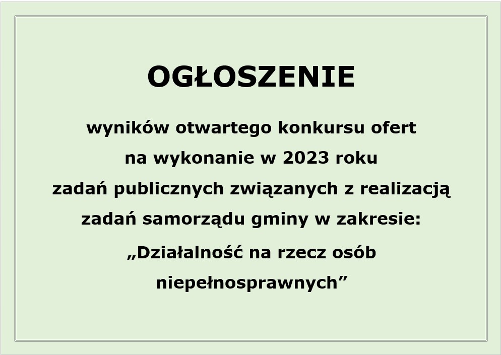 Ogłoszenie wyników konkursu