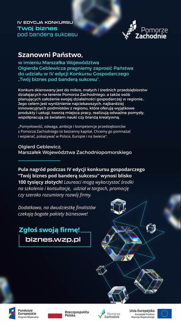 Plakat Konkursu Gospodarczego TWÓJ BIZNES POD BANDERĄ SUKCESU