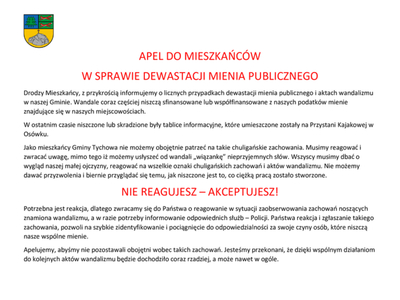 APEL DO MIESZKAŃCÓW
