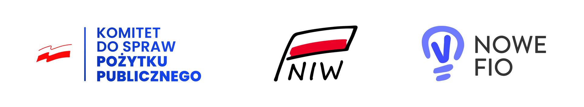 logotypy Komitetu ds Pożytku Publicznego, Narodowego Instytutu Wolności, Programu Nowe FIO