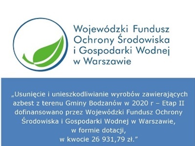 Tablica - usuwanie azbestu