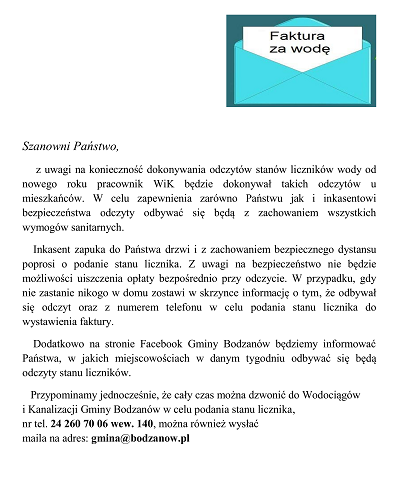 Odczyt stanu liczników wody