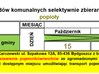 harmonogram odbioru popiołu