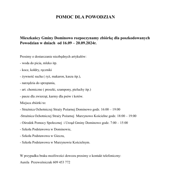 Pomoc dla powodzian