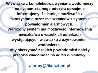 Komunikat dotyczący powiadomień alarmowych