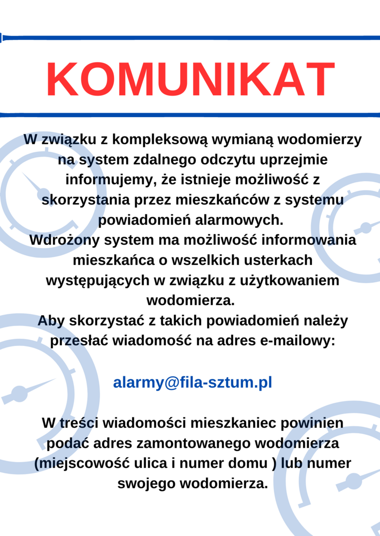 Komunikat dotyczący powiadomień alarmowych