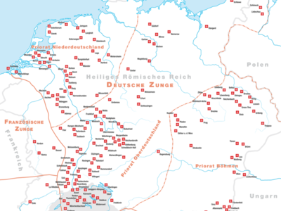 mapa obszaru (języka niemieckiego) Zakonu Rycerzy Maltańskich