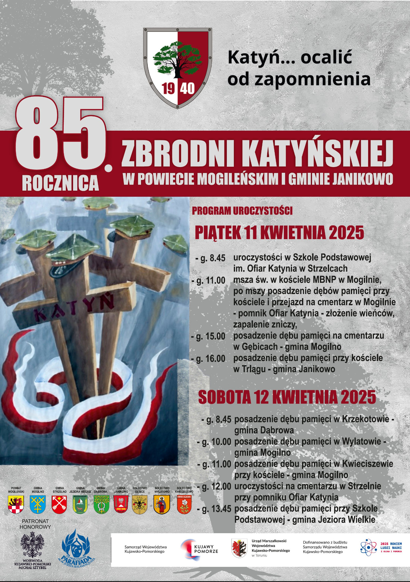 Plakat o uroczystościach 85 rocznicy zbrodni  katyńskiej w Krzekotowie