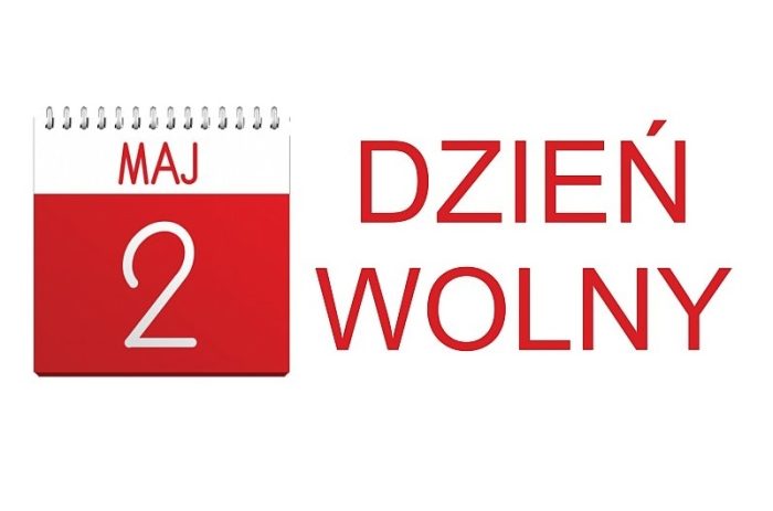 Grafika: 2 maja 2025 roku dzień wolny, urząd bedzie zamknięty.