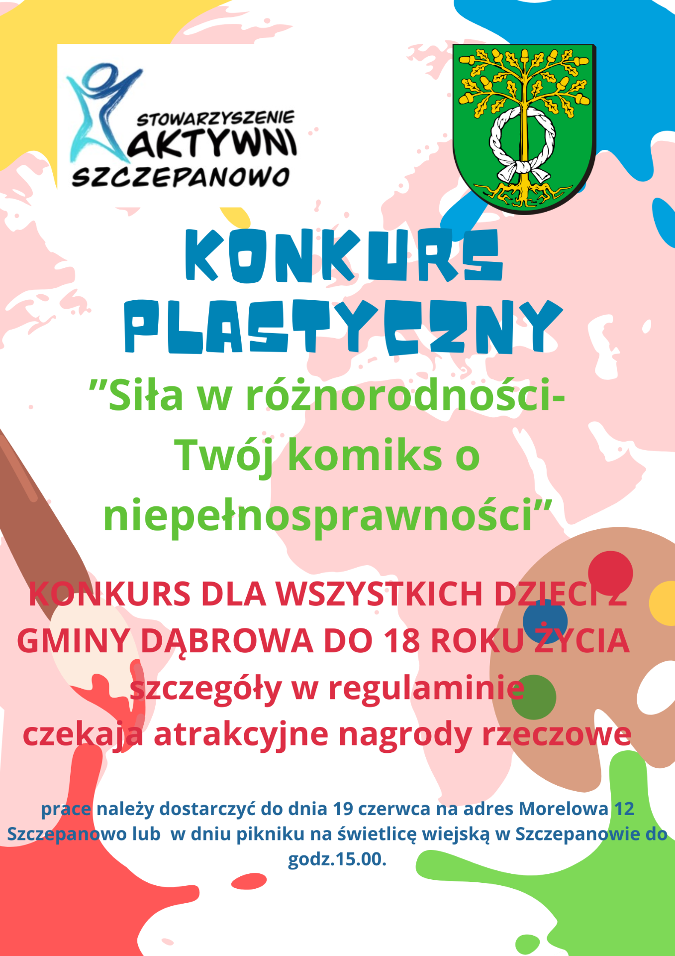 Plakat informujacy o konkursie plastycznym.