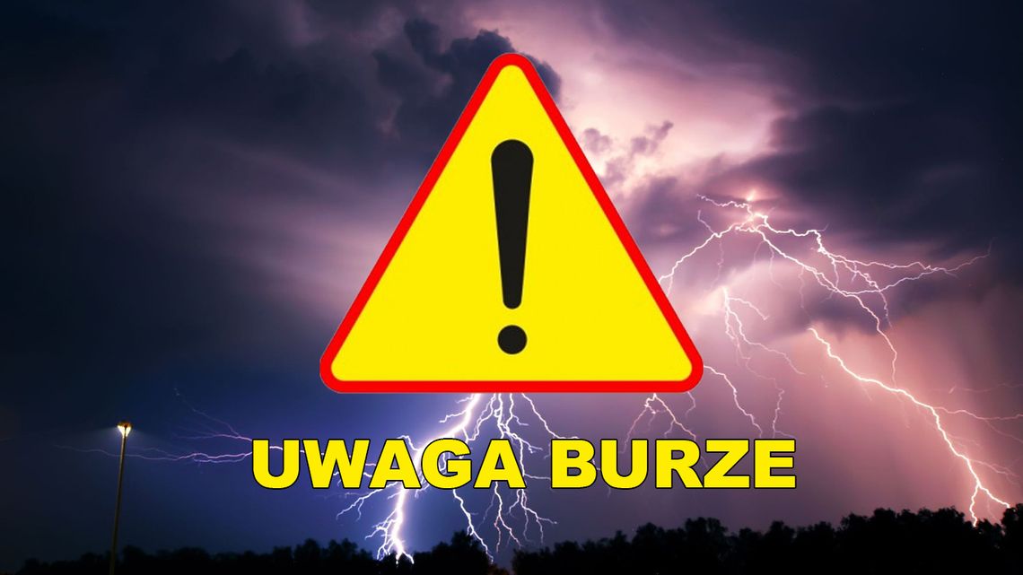 grafika ostrzegająca o burzach