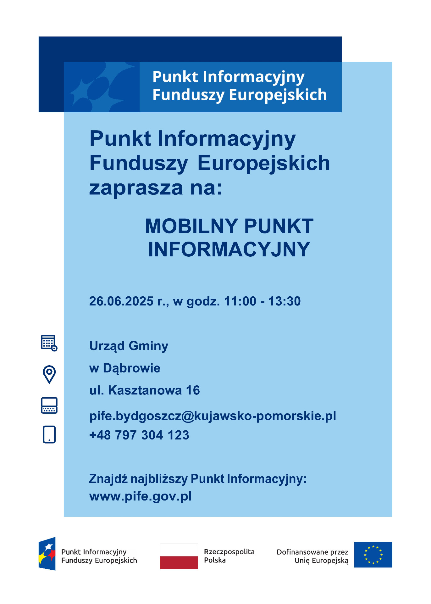Plakat informacyjny o funduszach europejskich