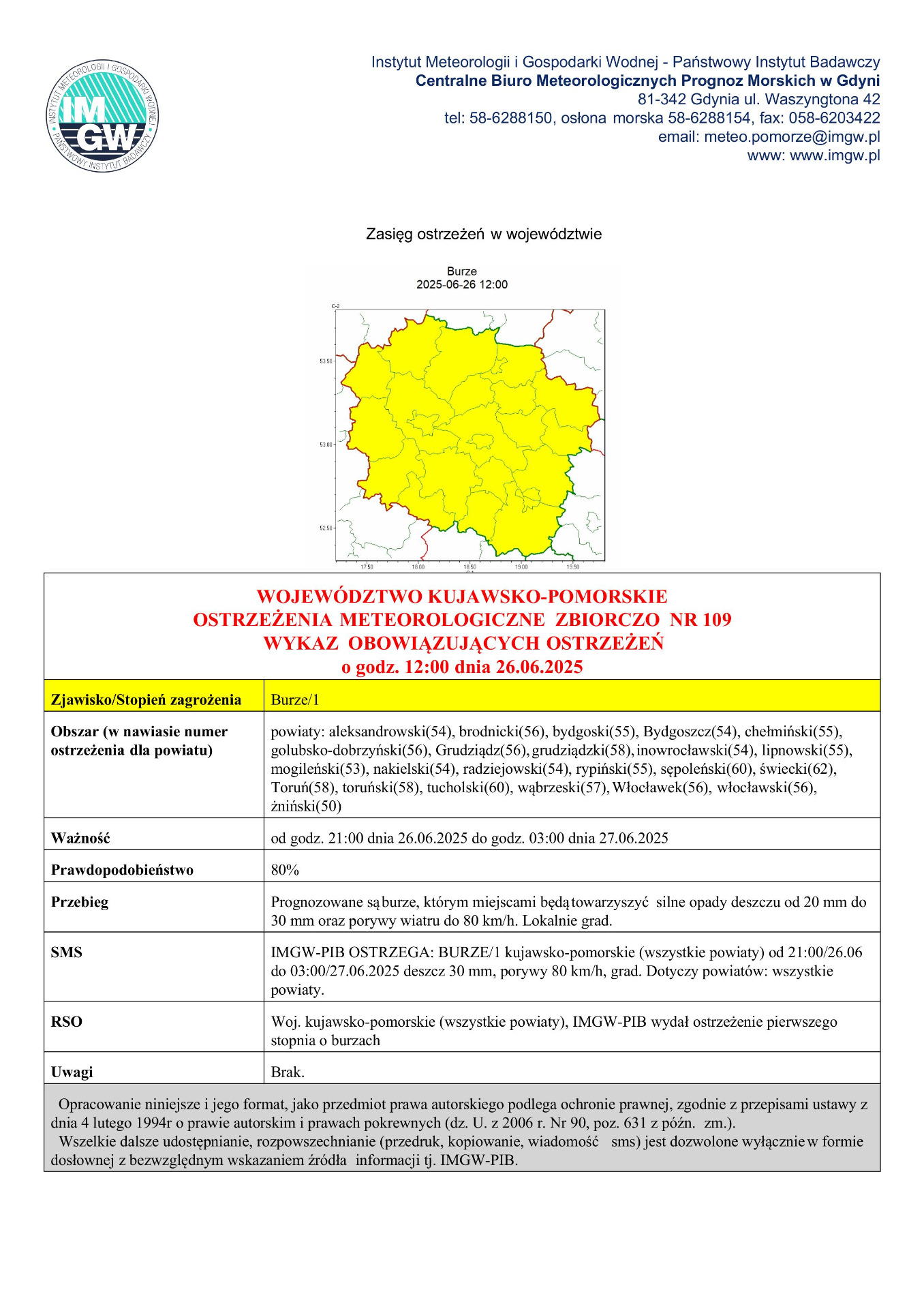 komunikat meteorologiczny.