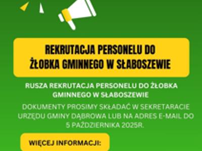 grafika rekrutacja personelu do żłobka w Słaboszewie.