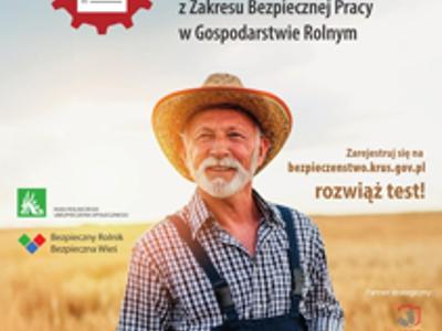 grafika: Zaproszenie Oddziału Regionalnego KRUS do wzięcia udziału w VI edycji Ogólnopolskiego Konkursu Testowego z Zakresu Bezpiecznej Pracy w Gospodarstwie Rolnym Dobrostan Rolnika