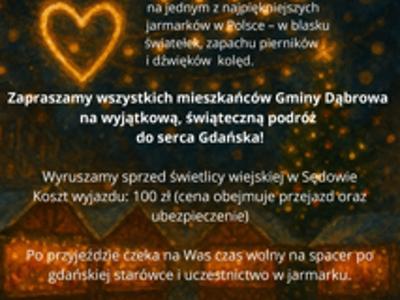 Plakat -  zaproszenie na wyjazd na jarmark świąteczny w Gdańsku