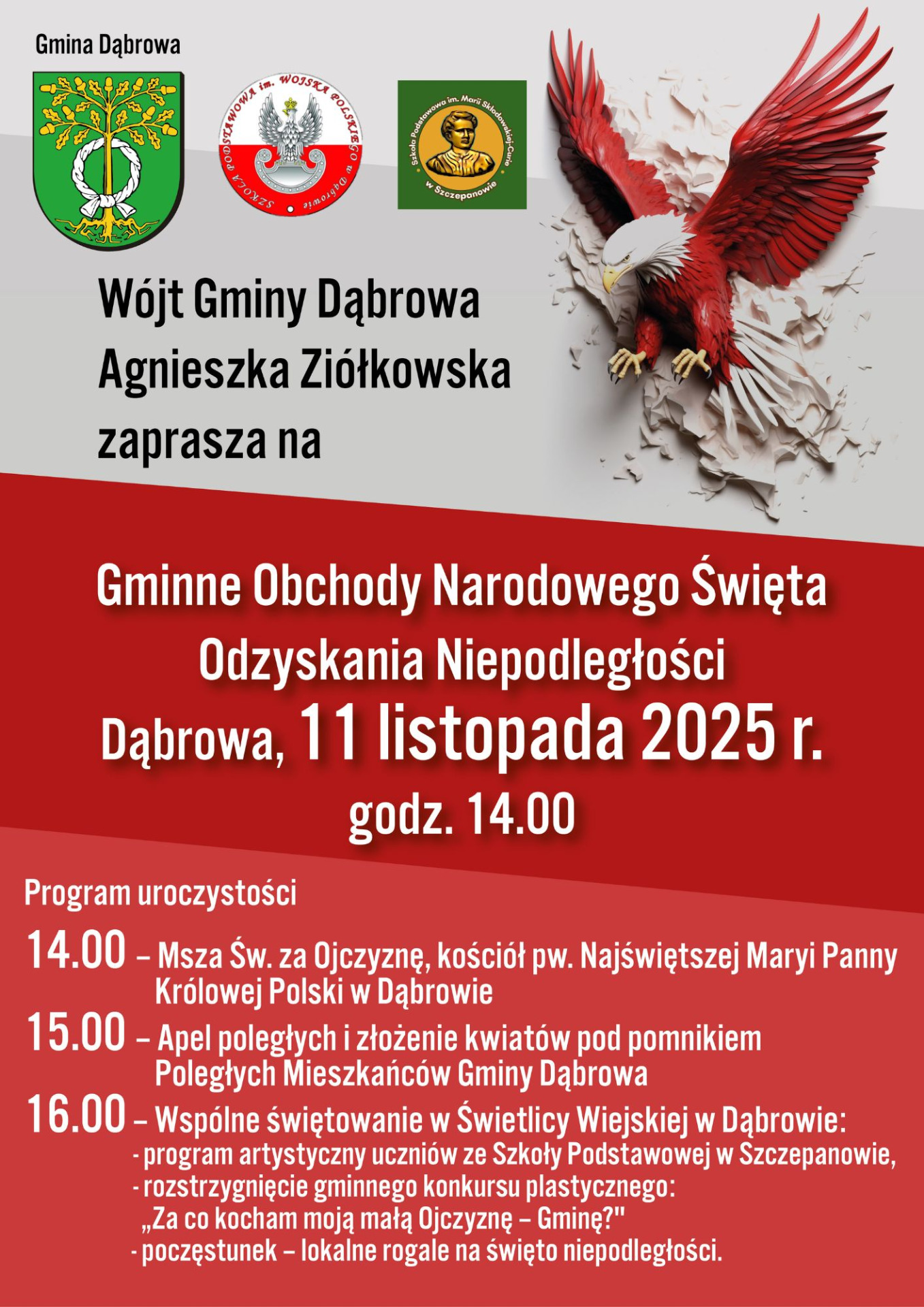 Plakat informujący o obchodach Swięta Niepodległości