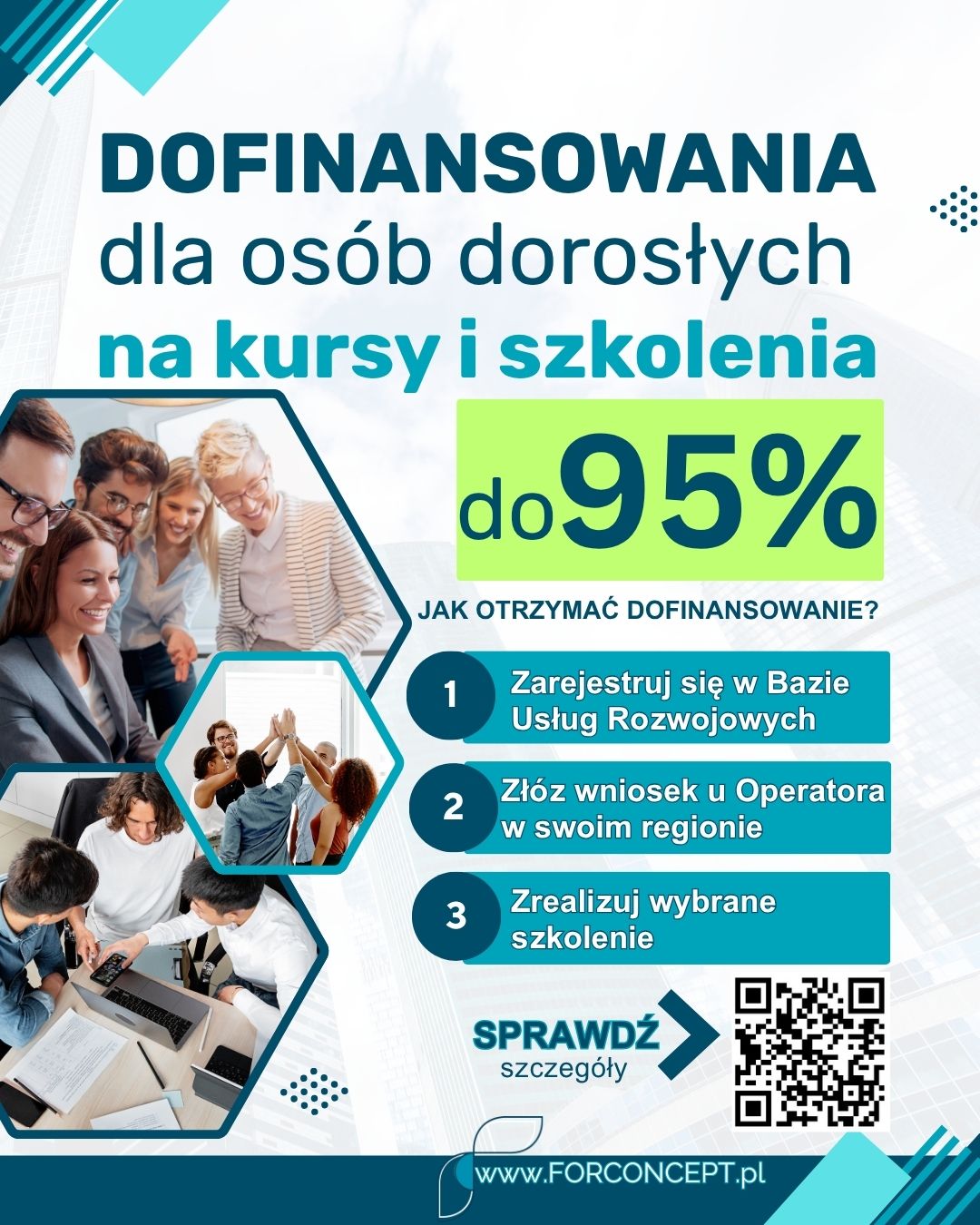 Plakat dofinansowania szkoleń dla osób dorosłych.