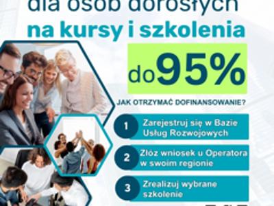 Plakat dofinansowania szkoleń dla osób dorosłych.