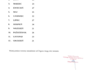 terminarz wypłat  świadczeń 