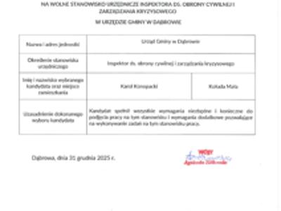 Ogłoszenie o wyniku naboru