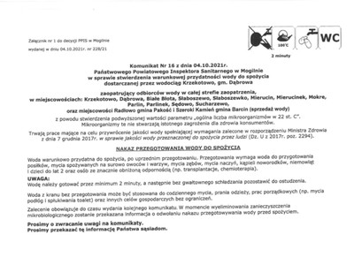 Komunikat Państwowego Powiatowego Inspektora Sanitarnego