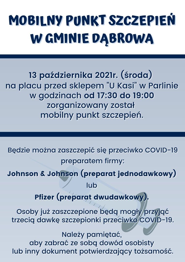 Mobilny punkt szczepień w Parlinie