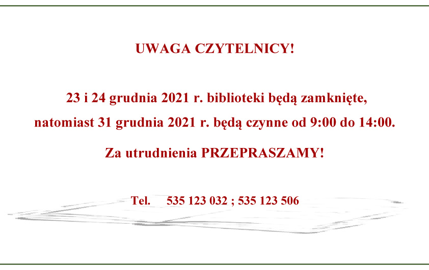 Biblioteki będą nieczynne