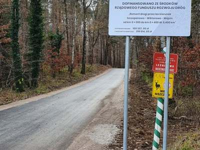 Zrealizowana inwestycja - remont drogi gminnej przez las, kierunek Szczepanowo – Wiktorowo – Wójcin