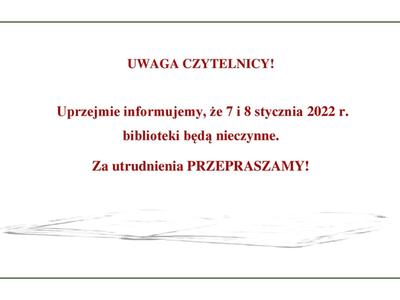 Biblioteki będą nieczynne