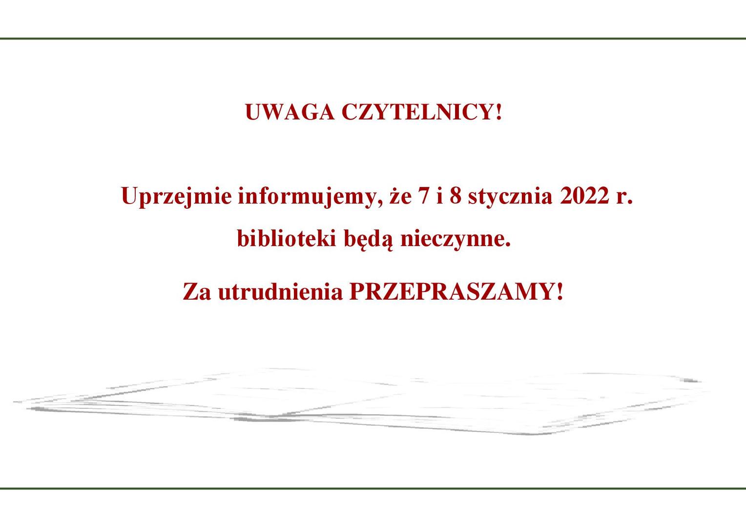 Biblioteki będą nieczynne