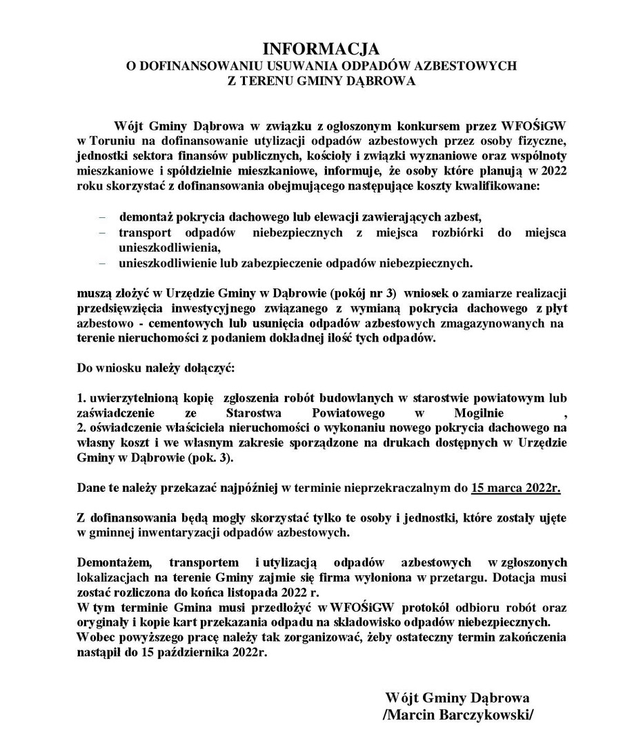 Dofinansowanie usuwania odpadów azbestowych