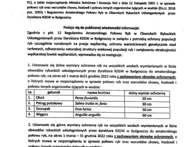 Komunikat w sprawie ochrony ryb
