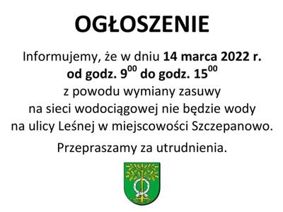 Ogłoszenie o braku wody