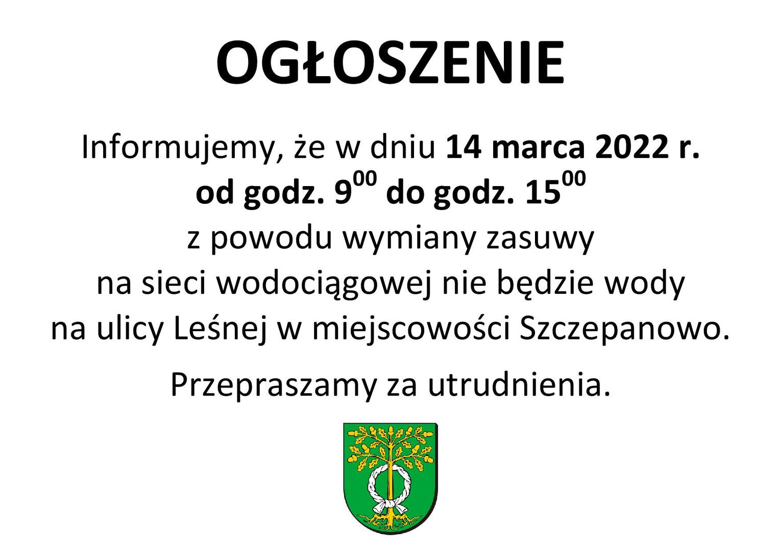 Ogłoszenie o braku wody
