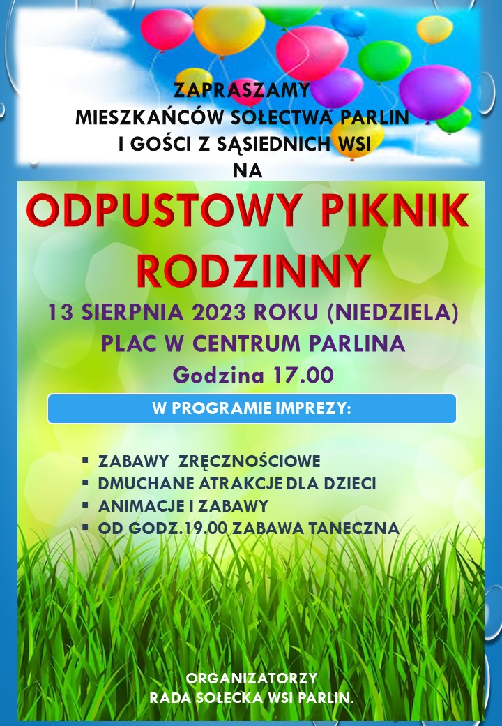 Plakat - impreza w Parlinie.